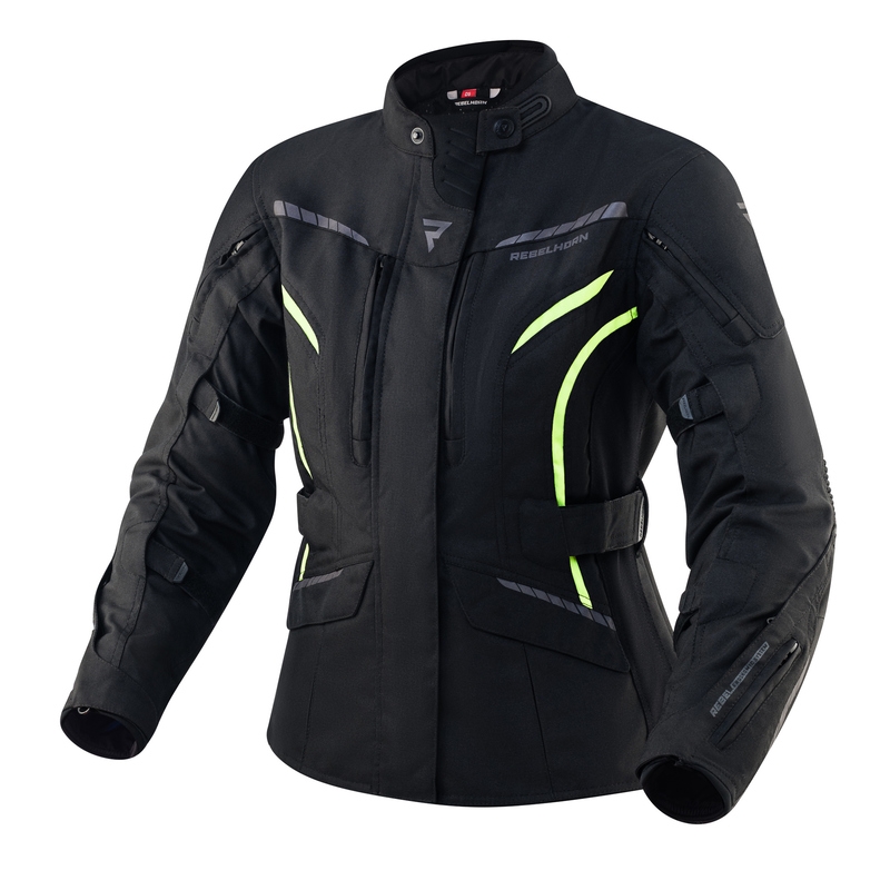 Ženska moto jakna Rebelhorn Hiker III black-fluo yellow razprodaja