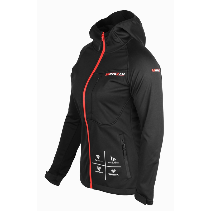 Ženska softshell jakna MotoZem Racing Team črno-rdeča