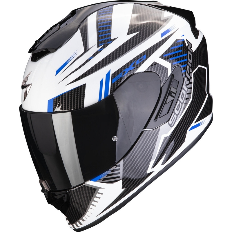 Integralna motoristična čelada Scorpion EXO-1400 EVO Air Shell belo-modra