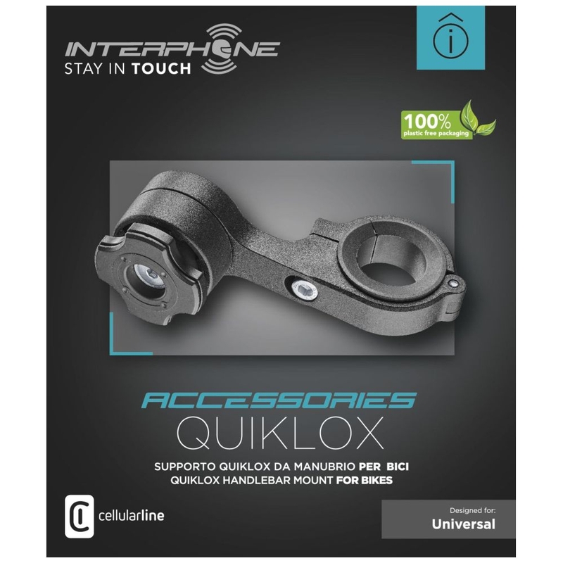 Nosilec za interfon Quiklox z nosilcem za krmilo črne barve