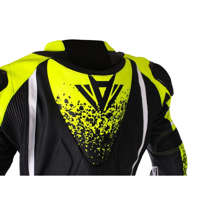 Motociklistični kombinezon RSA GT2 črno-bela-fluo rumena razprodaja
