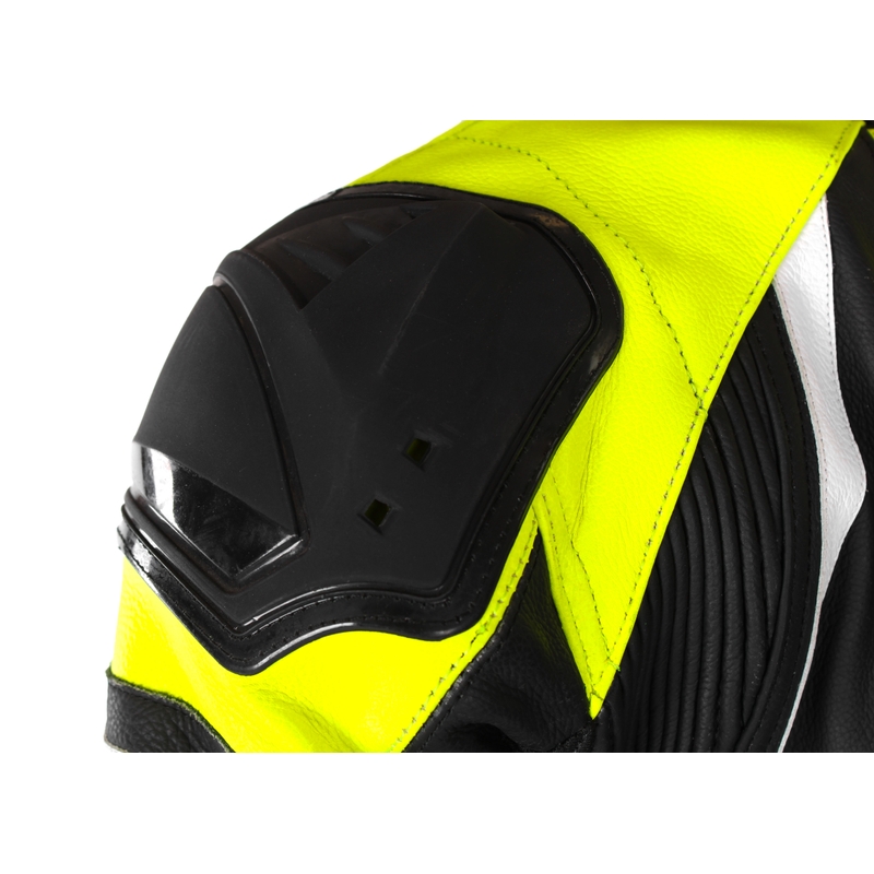 Motociklistični kombinezon RSA GT2 črno-bela-fluo rumena razprodaja
