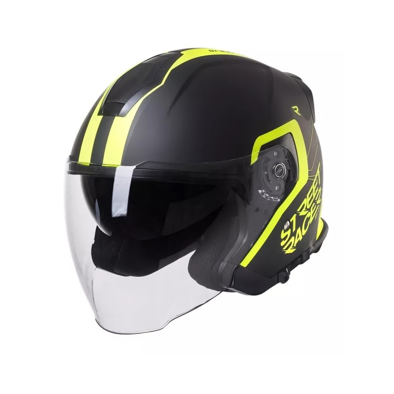 Odprta motoristična čelada Street Racer SR 01 black-fluo yellow - II. kakovost