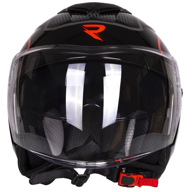 Odprta motoristična čelada Street Racer Pilot črno-rdeča - II. kakovost