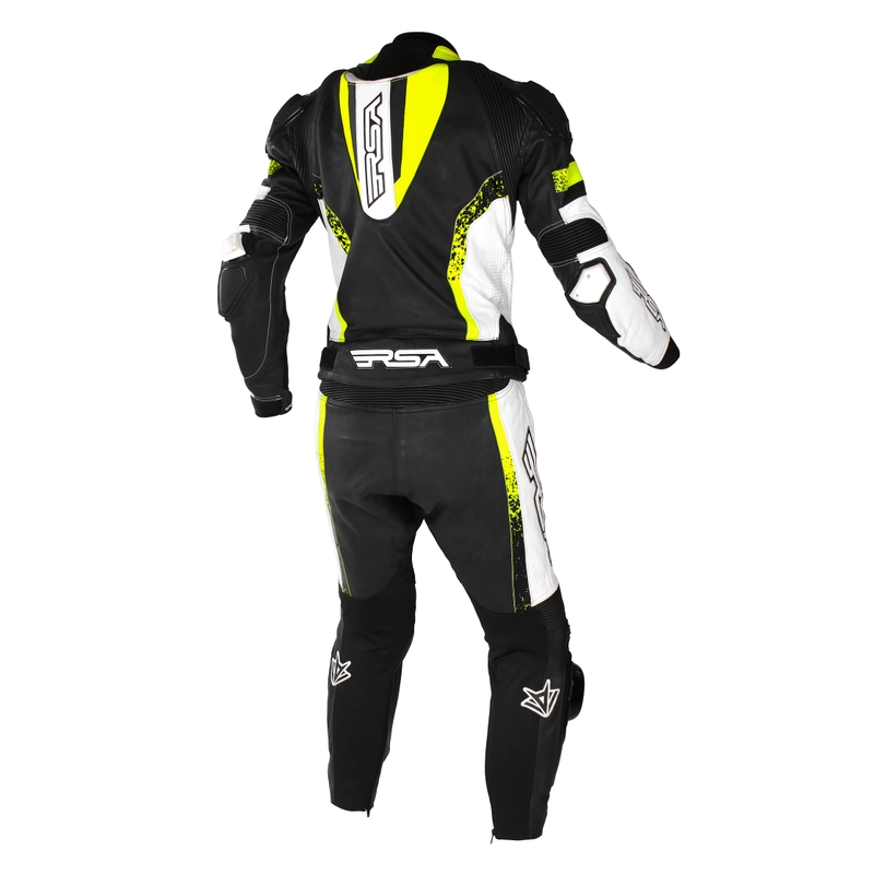 RSA Imola 2 črno-beli-fluo rumeni motoristični kombinezon razprodaja