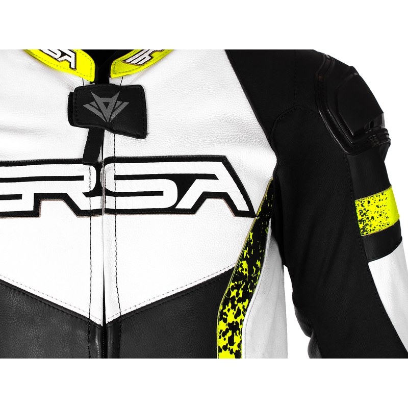 RSA Imola 2 črno-beli-fluo rumeni motoristični kombinezon razprodaja