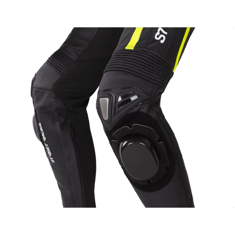 Motoristični kombinezon Street Racer Fast Track 2 Black-White-Fluo Yellow razprodaja