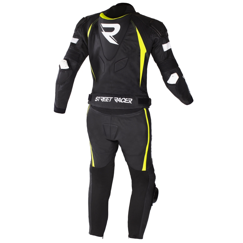 Motoristični kombinezon Street Racer Fast Track 2 Black-White-Fluo Yellow razprodaja