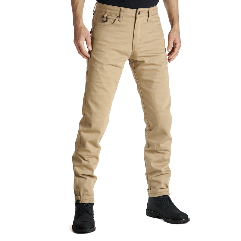 Motoristične kavbojke PANDO MOTO Robby Slim beige razprodaja