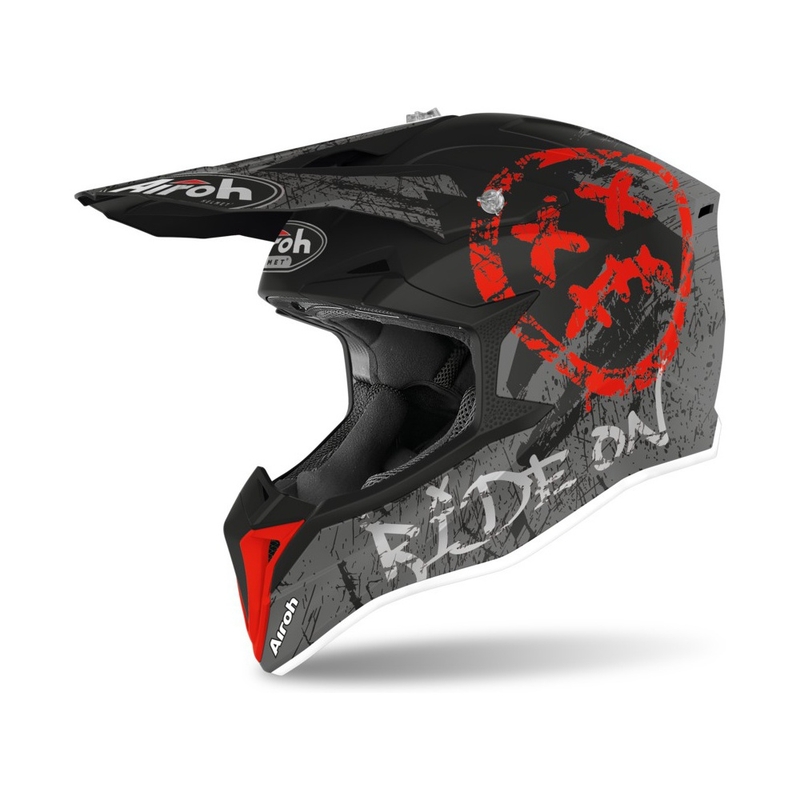 Otroška motokros čelada Airoh Wraap Youth Smile black-grey-red