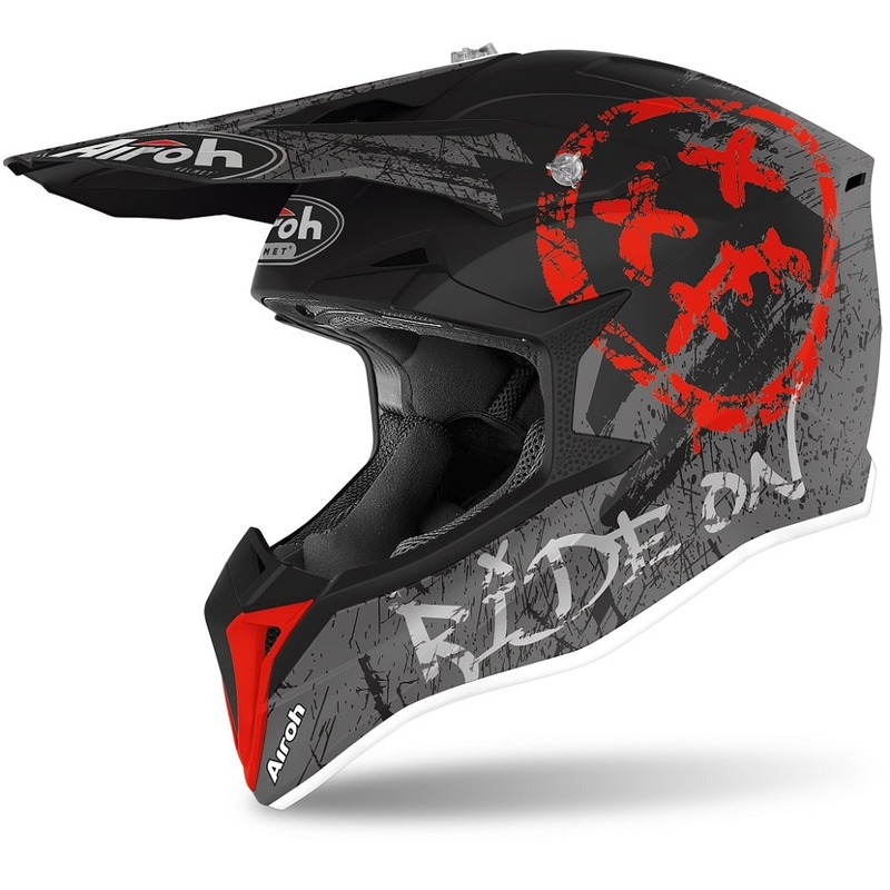 Otroška motokros čelada Airoh Wraap Youth Smile black-grey-red 2023