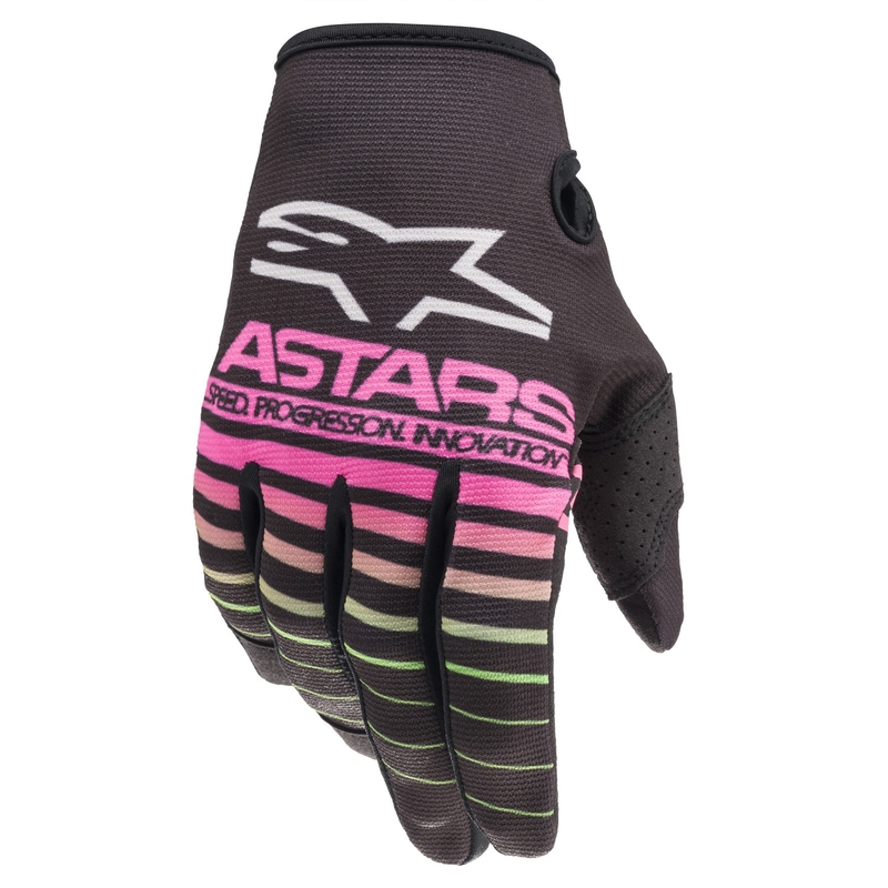 Otroške rokavice za motokros Alpinestars Radar black-green-fluo pink