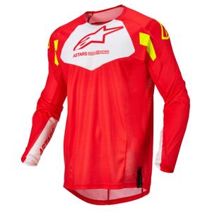 Otroška motoristična majica Alpinestars Racer Factory fluo rdeča-bela-fluo rumena