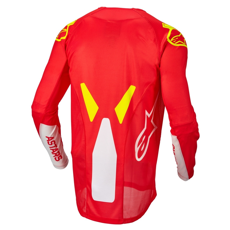 Otroška motoristična majica Alpinestars Racer Factory fluo rdeča-bela-fluo rumena razprodaja