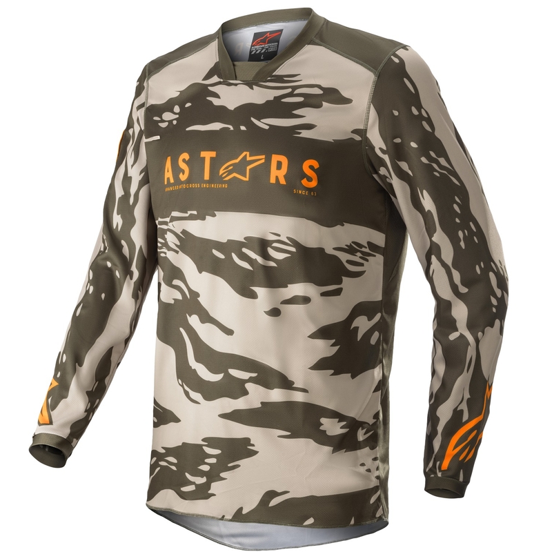 Otroška majica za motokros Alpinestars Racer Tactical camo green-beige-orange