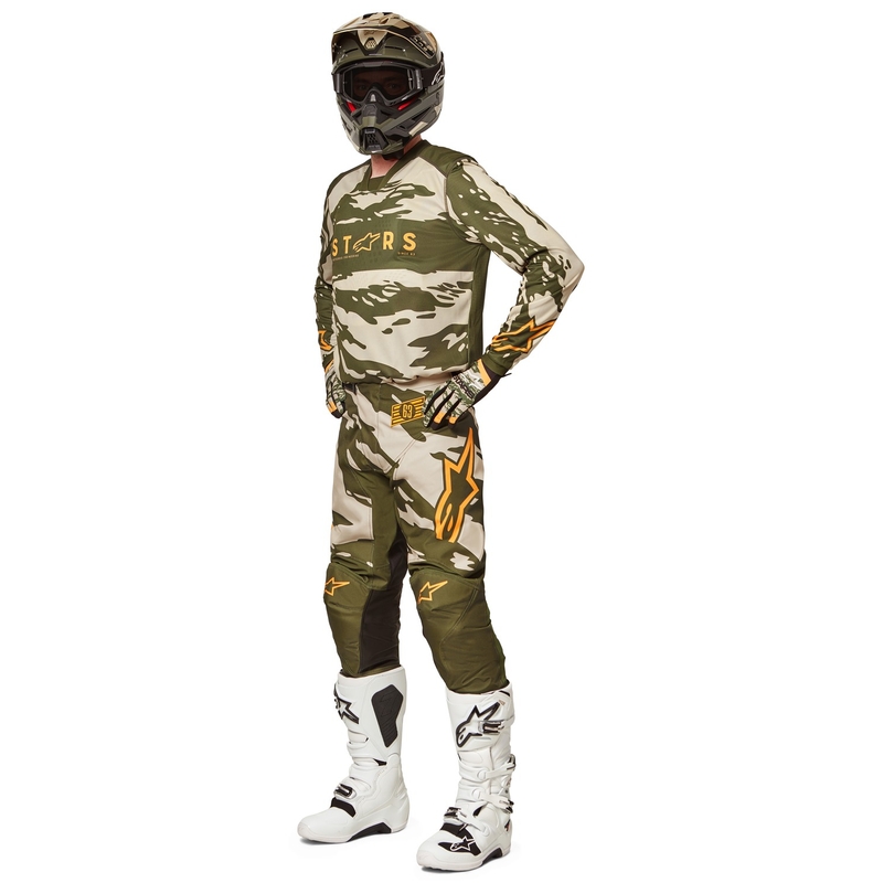 Otroška majica za motokros Alpinestars Racer Tactical camo green-beige-orange