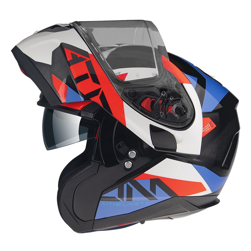 MT Atom SV W17 A7 črno-rdeče-modro-bela motoristična čelada razprodaja