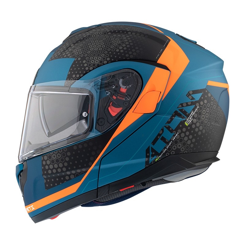 MT Atom SV Adventure B7 črno-modro-oranžna motoristična čelada s tipom navzgor razprodaja