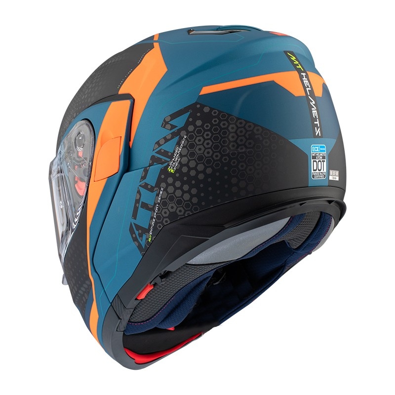 MT Atom SV Adventure B7 črno-modro-oranžna motoristična čelada s tipom navzgor razprodaja