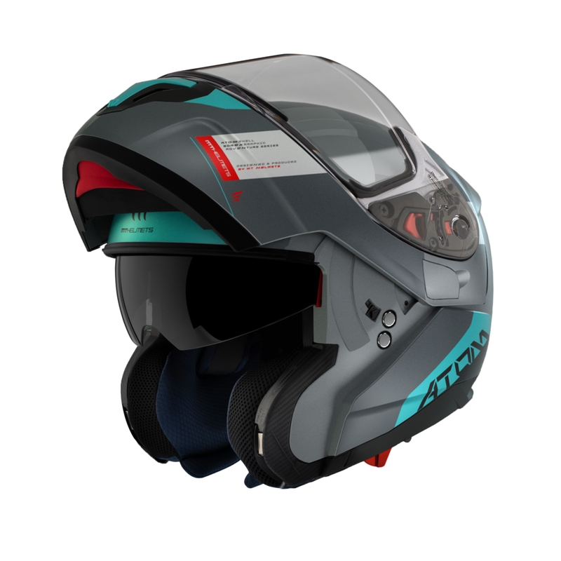 MT Atom SV Gorex C2 motoristična čelada sivo-turkizna