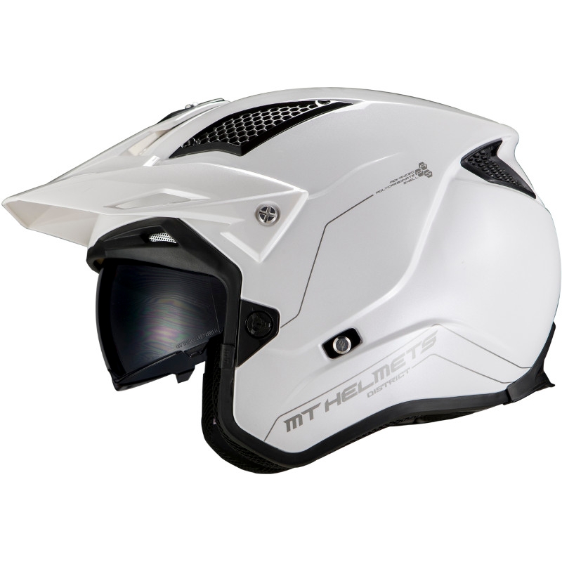 MT District SV Solid A0 Open Trial motoristična čelada White