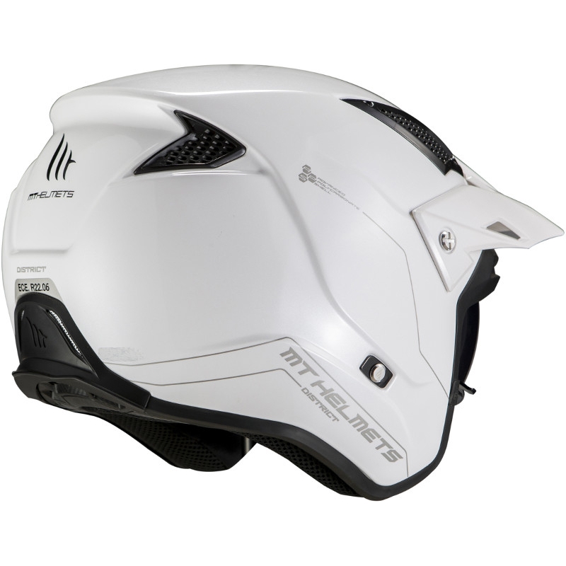 MT District SV Solid A0 Open Trial motoristična čelada White