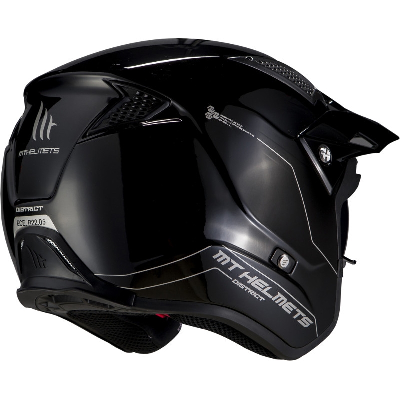 MT District SV Solid A1 open trials motoristična čelada black gloss