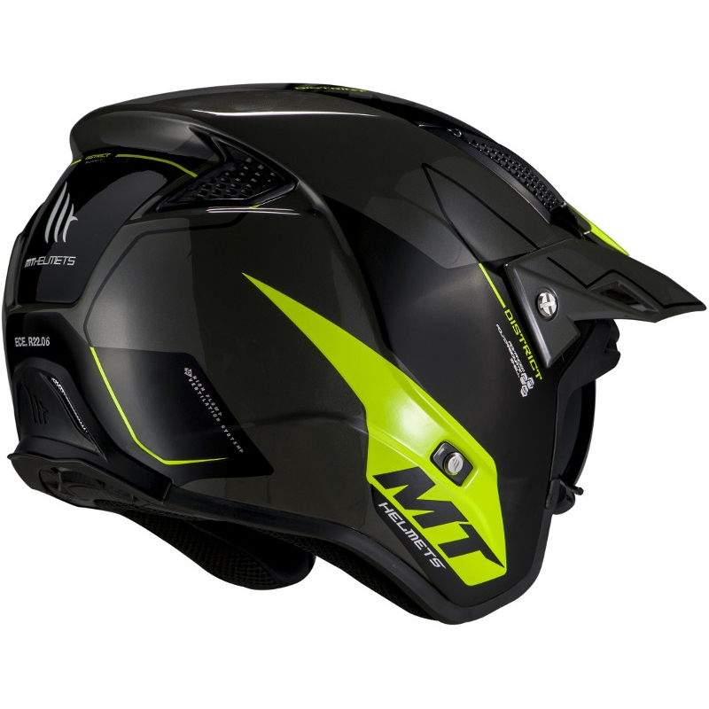 MT District SV Summit E3 open trials motoristična čelada black-fluo green