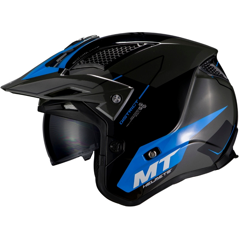 MT District SV Summit F7 open trials motoristična čelada črna in modra