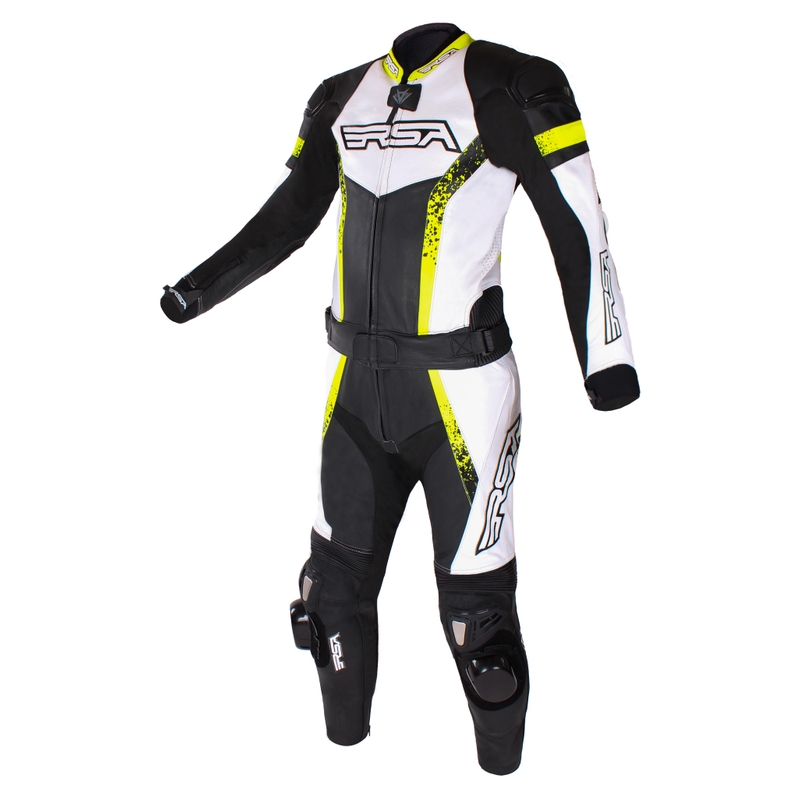 RSA Imola 2 črno-beli-fluo rumeni motoristični kombinezon razprodaja