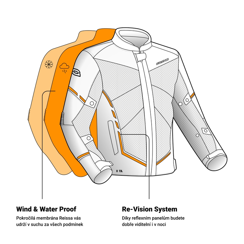 Moto jakna Ozone Jet II black-fluo yellow razprodaja