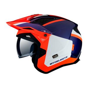 MT District SV Analog D5 modro-bela-fluo oranžna motoristična čelada za odprte preizkuse