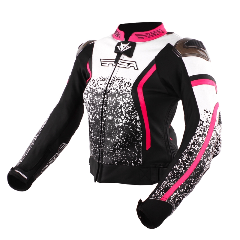 Ženska motoristična jakna RSA Flow III Black-White-Fluo Pink razprodaja