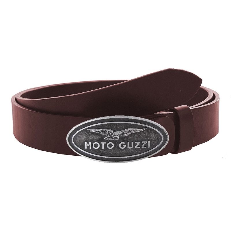 Usnjen motoristični pas z zaponko Moto Guzzi rjav