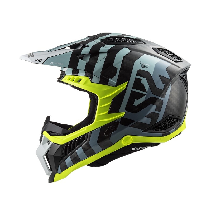 Motokros čelada LS2 MX703 C X-Force Barrier črno-modro-rumena