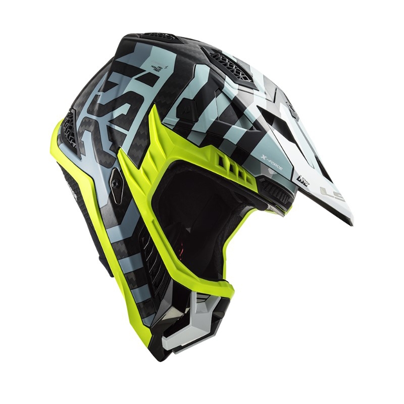 Motokros čelada LS2 MX703 C X-Force Barrier črno-modro-rumena