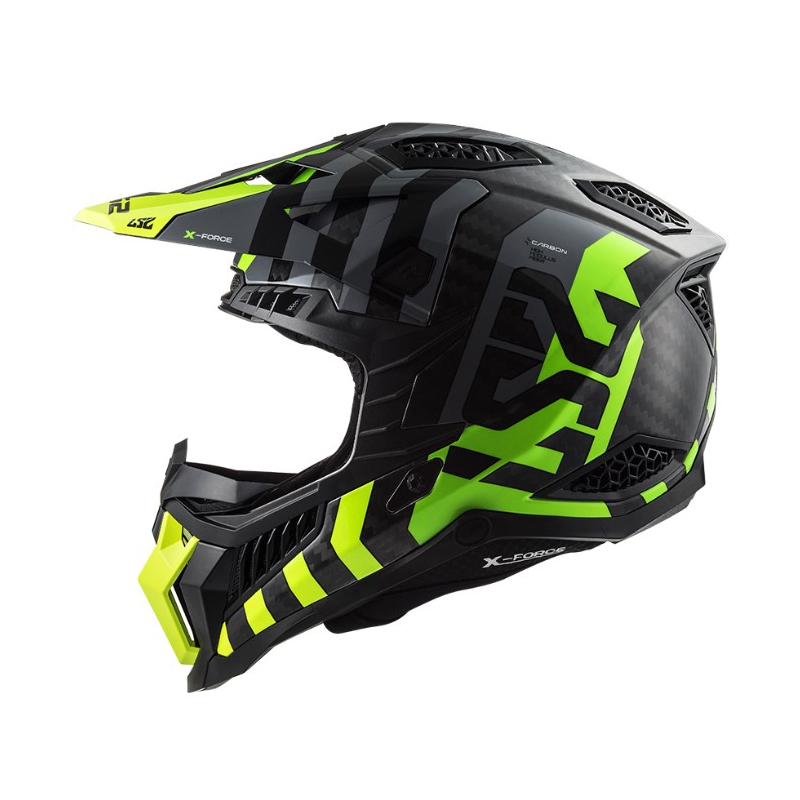 Motokros čelada LS2 MX703 C X-Force Barrier H-V črno-sivo-fluo rumena