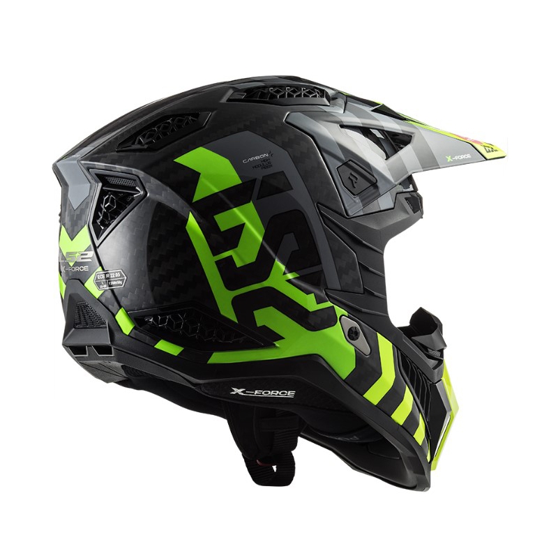 Motokros čelada LS2 MX703 C X-Force Barrier H-V črno-sivo-fluo rumena