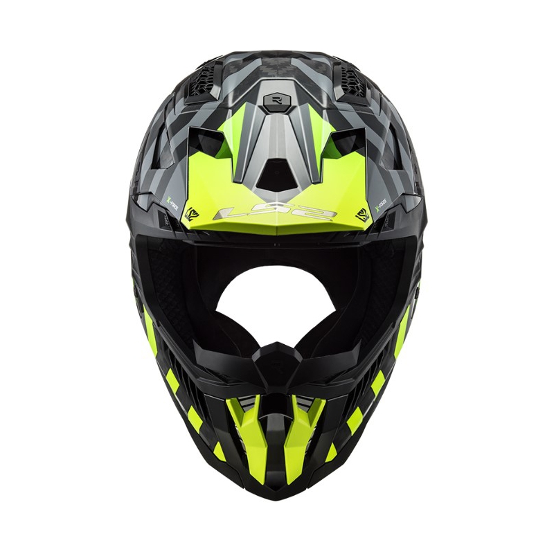 Motokros čelada LS2 MX703 C X-Force Barrier H-V črno-sivo-fluo rumena