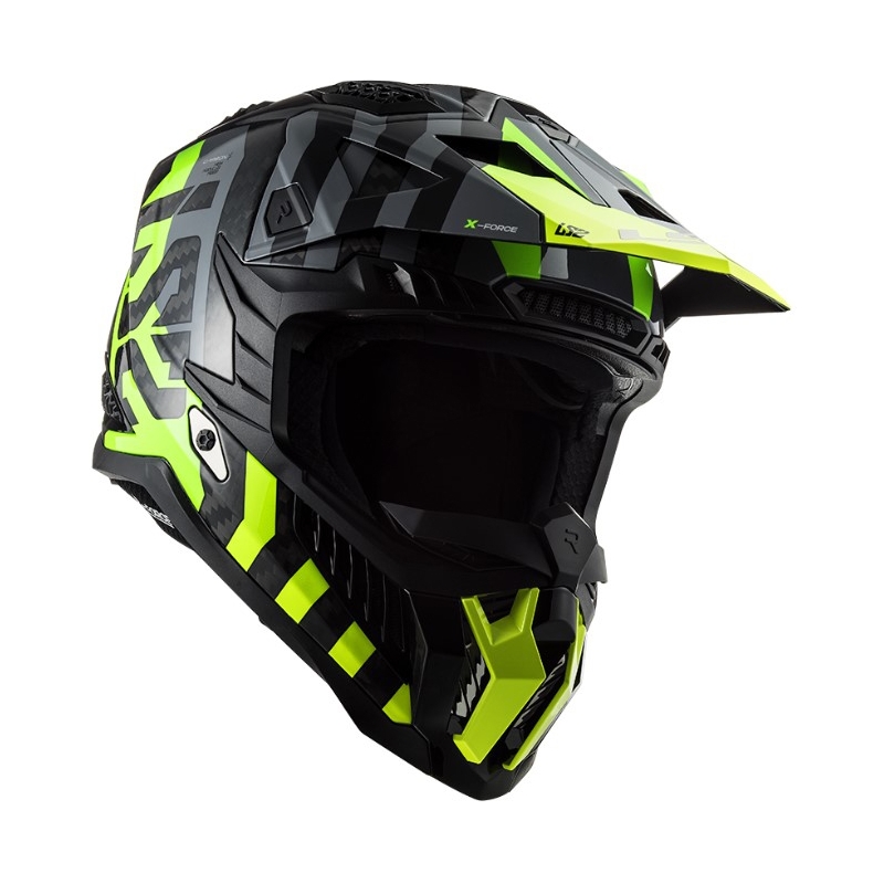 Motokros čelada LS2 MX703 C X-Force Barrier H-V črno-sivo-fluo rumena