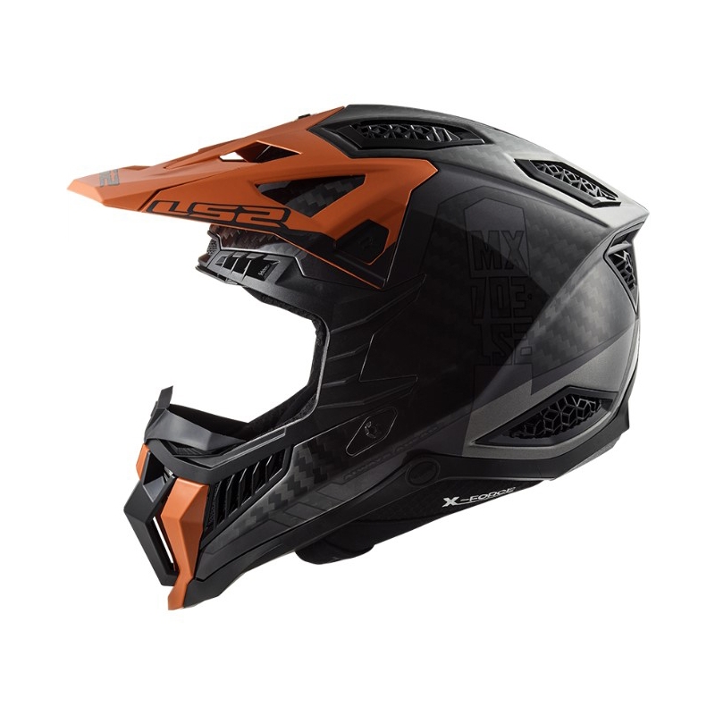 Motokros čelada LS2 MX703 C X-Force Victory črno-titan-oranžna