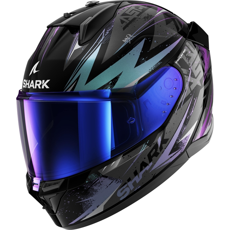 Integralna motoristična čelada SHARK D-SKWAL 3 Blast-R črno-sivo-vijolična