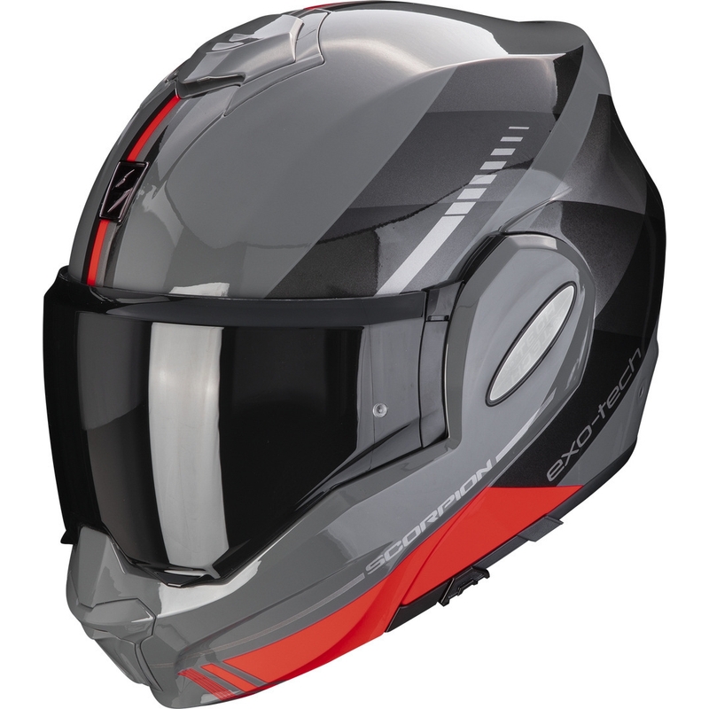 Scorpion EXO-TECH EVO Genre sivo-črno-rdeča zložljiva motoristična čelada