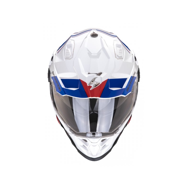 Motoristična čelada SCORPION ADF-9000 AIR Desert white-blue-red razprodaja