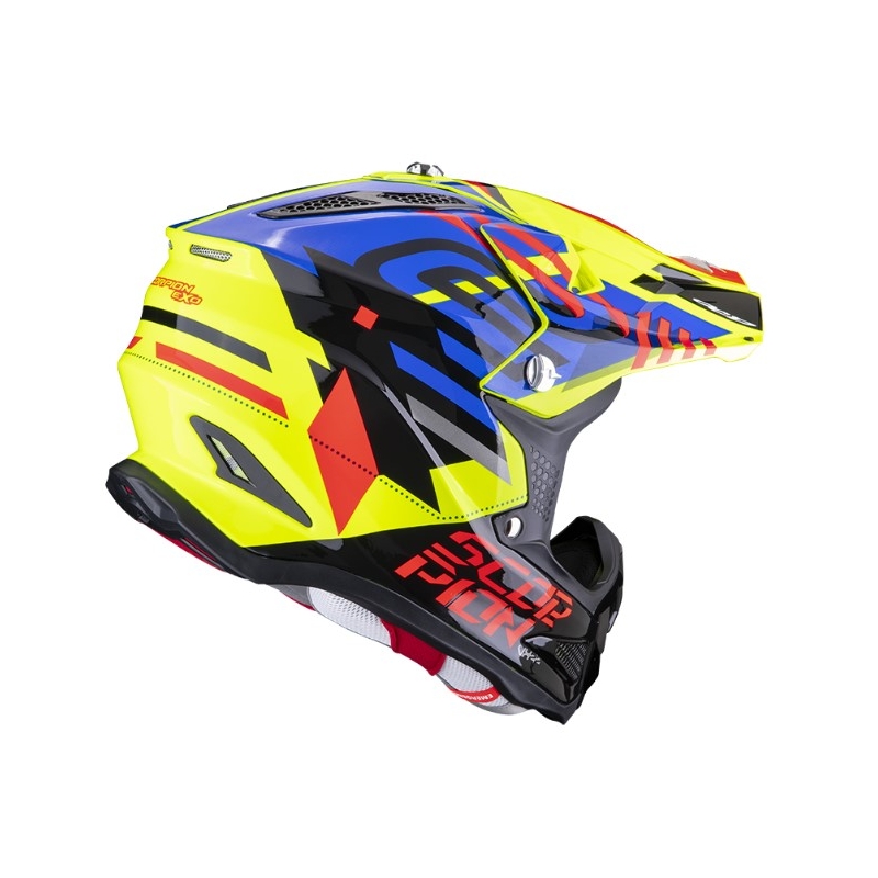 Motokros čelada Scorpion VX-22 Air Neox črno-rdeče-modro-fluo rumena