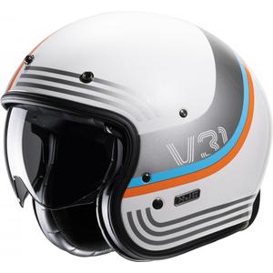 Odprta motoristična čelada HJC V31 Byron MC27 oranžna-modra-siva-bela
