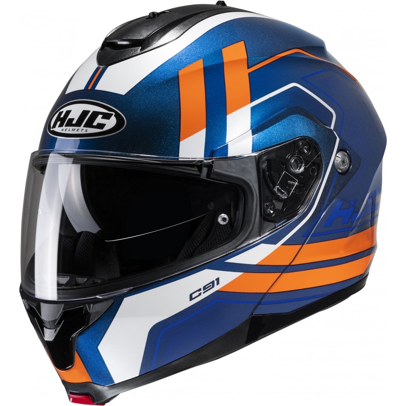 HJC C91 Octo MC27 modro-oranžno-bela motoristična čelada s preklopom
