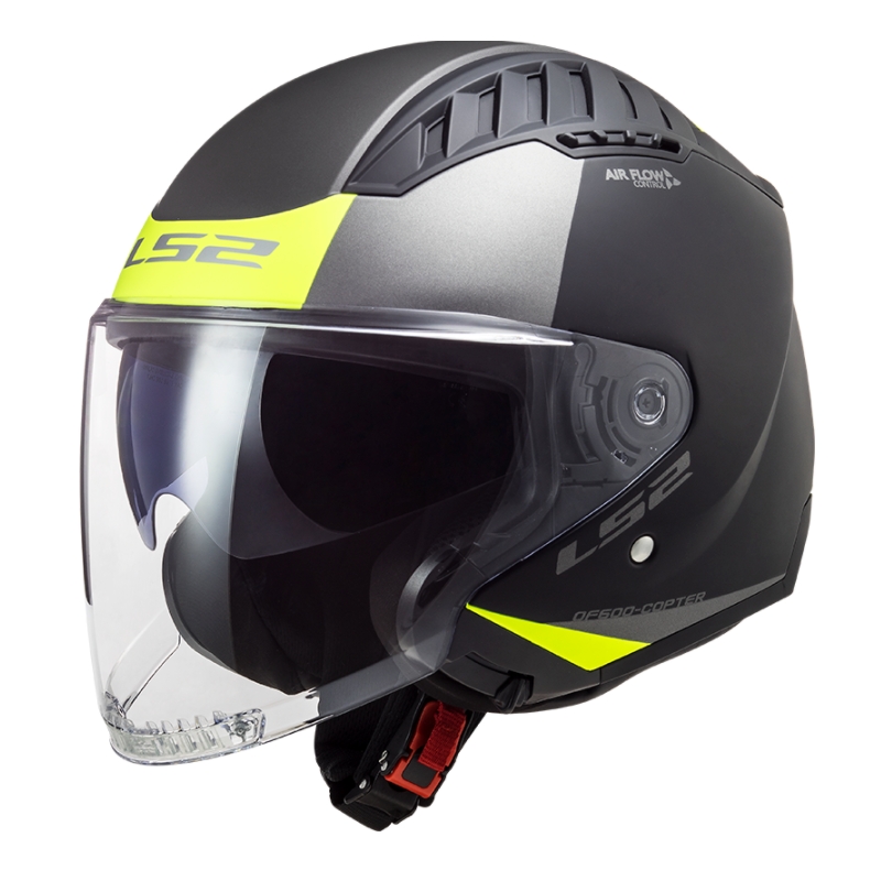 Odprta motoristična čelada LS2 OF600 Copter II Urbane 06 black-fluo yellow