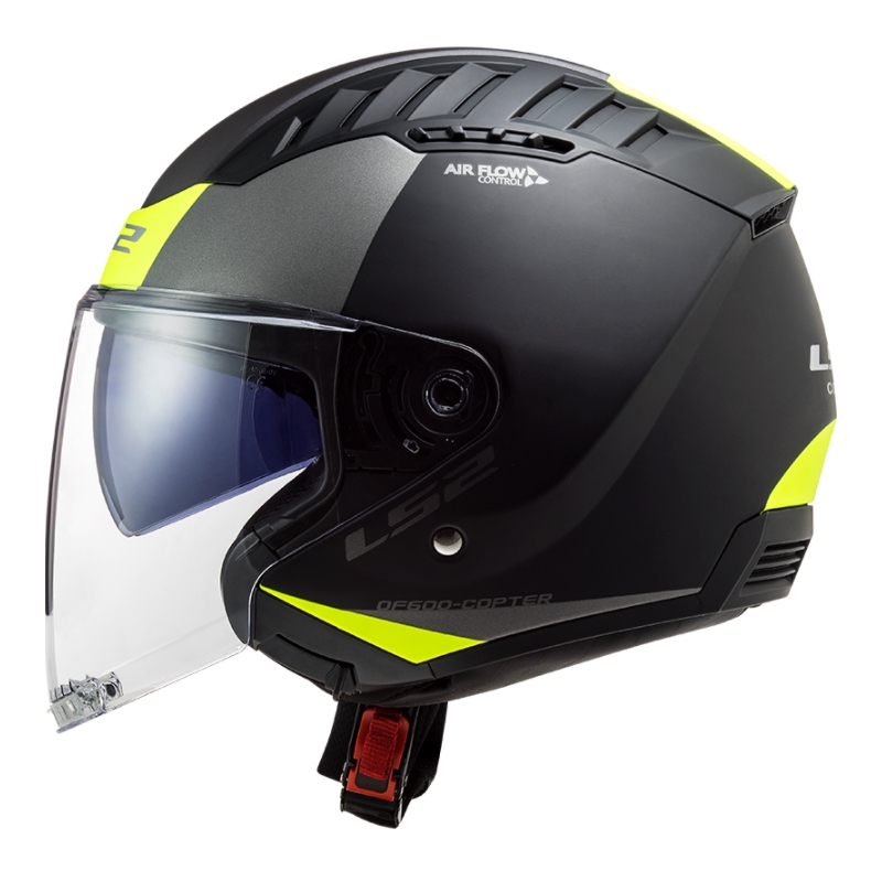 Odprta motoristična čelada LS2 OF600 Copter II Urbane 06 black-fluo yellow