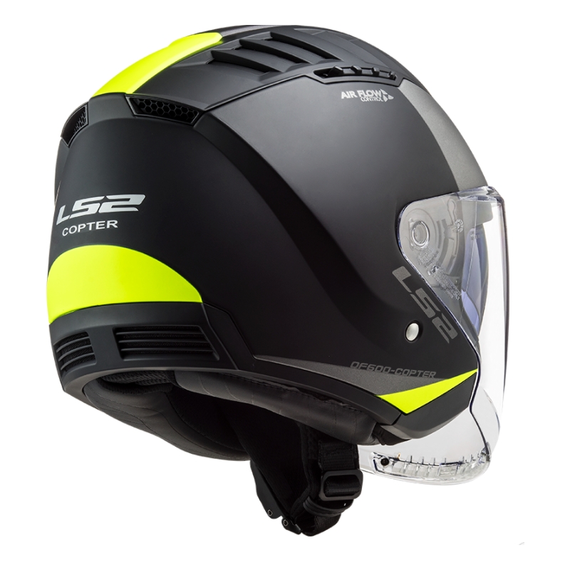Odprta motoristična čelada LS2 OF600 Copter II Urbane 06 black-fluo yellow